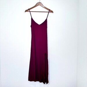 Reformation Maroon Burgundy Wine Red Spaghetti Strap Midi Slip Dress Size 4